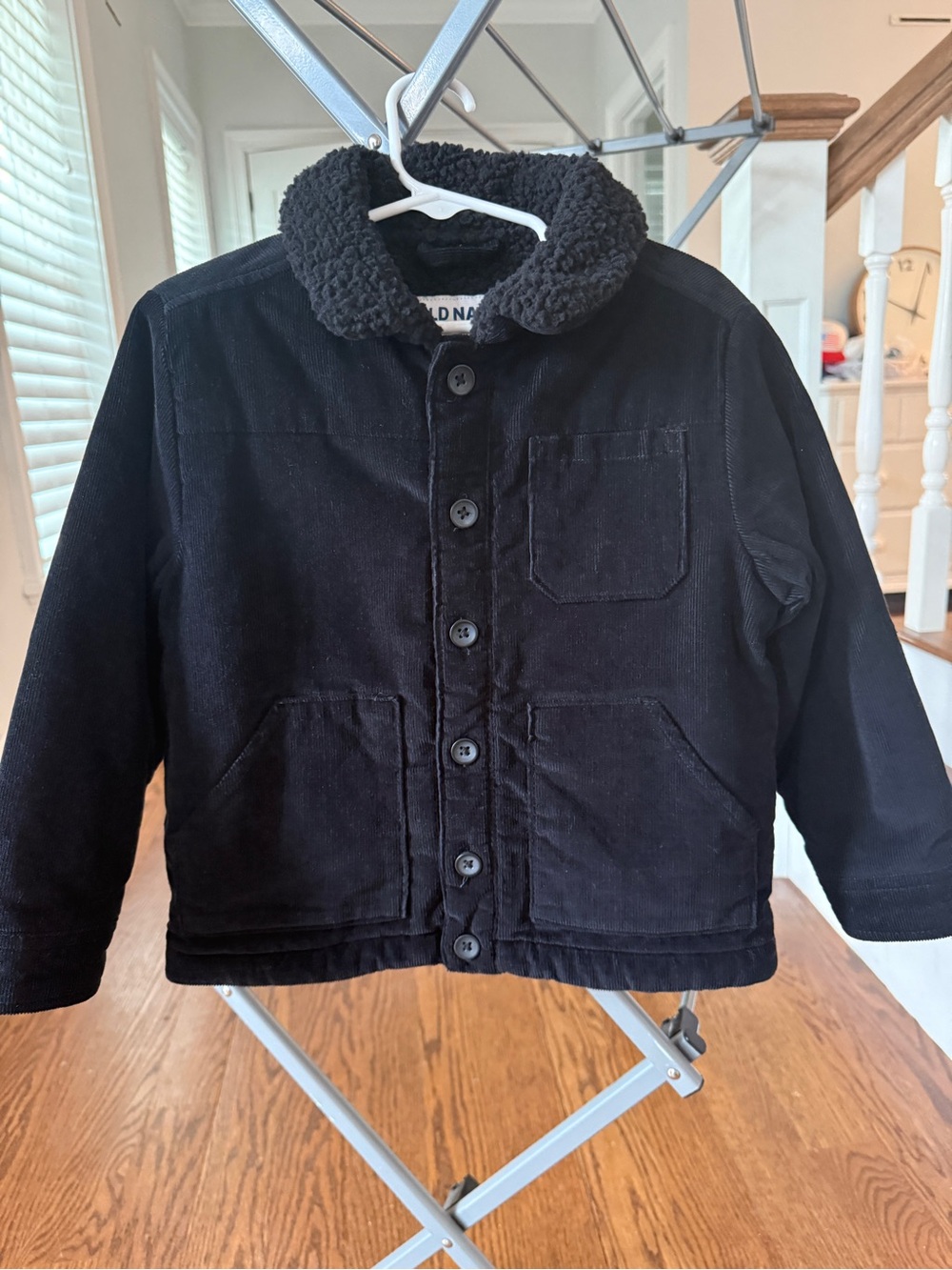 Old Navy Kids Black Corduroy Jacket with Sherpa Collar
